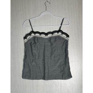 Y2K Old Navy Womens Lace Scallop Cami Top Gray Cotton Coquette Balletcore Sz M